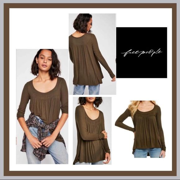 Free People We The Free Love Valley Soft Stretch Ribbed OliveGreen/Brown Size S - Picture 1 of 14